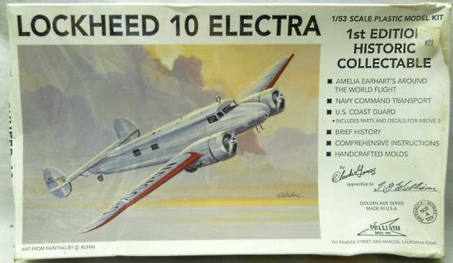 Williams Brothers 1/53 Lockheed 10 (XR20-1 - XR30-1) Electra Amelia Earhart / Navy / Coast Guard, 53198 plastic model kit